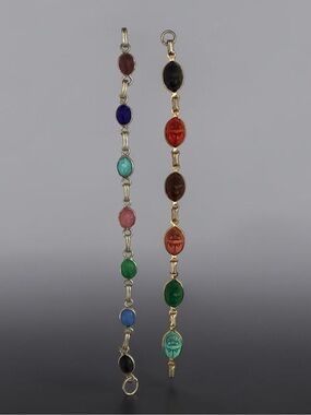 🫶🏻 2 Multi-Colored Scarab Link Bracelets (need repair)